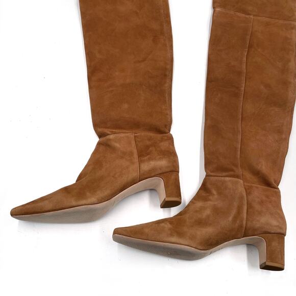 Reformation Reiss Over The Knee Boots Brown Suede Block Heel Pull On Sz 9.5 - Picture 6 of 11